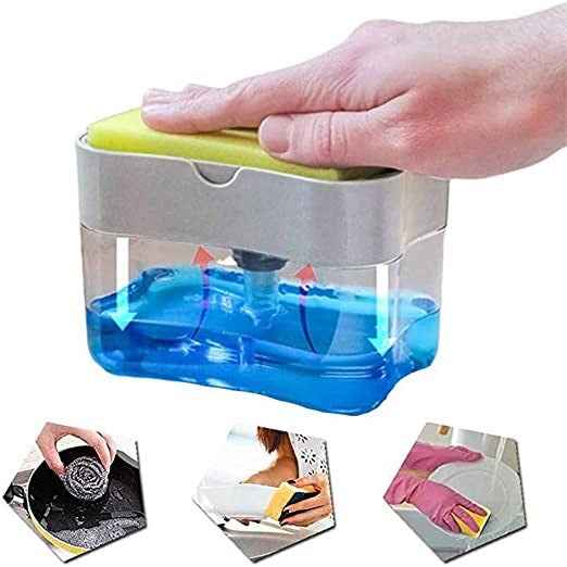 Soap Pump Dispenser & Sponge Holder for Kitchen Sink | Press-Type Dishwashing Liquid Dispenser - Livine Store