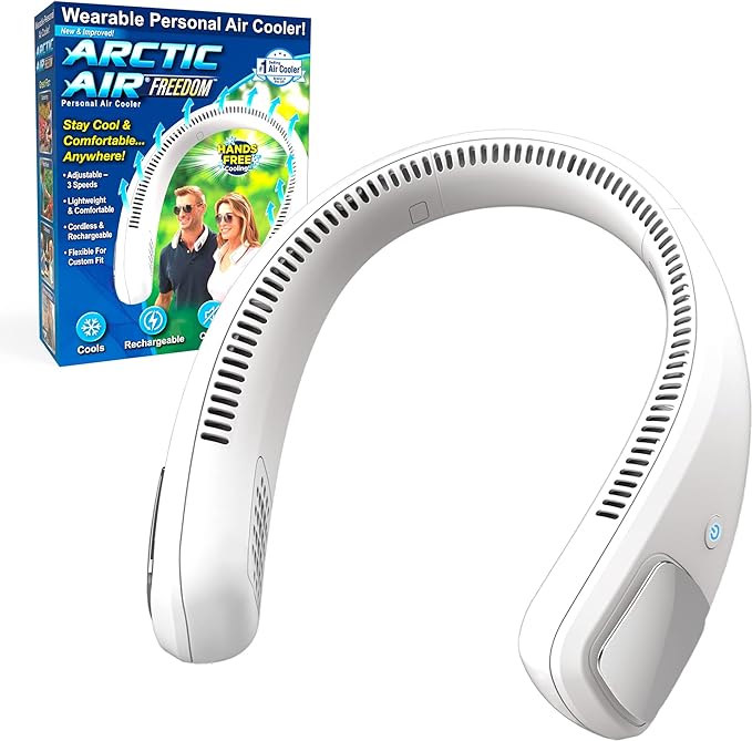 Arctic Air Freedom Wearable Neck Fan & Air Purifier | USB Rechargeable 3-Speed Personal Cooler for Indoor Outdoor Travel - Livine Store