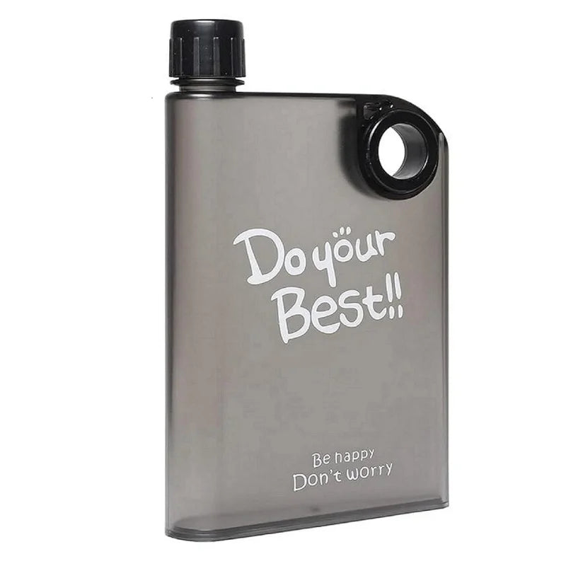 Black Ultra Slim Notebook Style Water Bottle 380ml | Portable Memo Bottle for Travel, School & Office - Livine Store