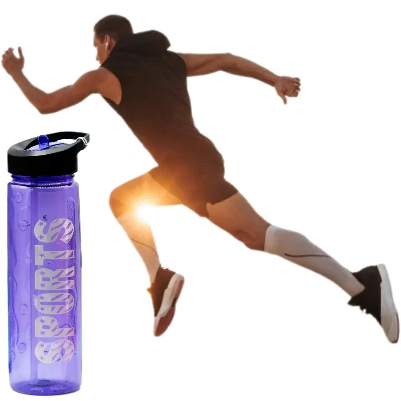 Purple Stylish Water Sport Bottle 1000ml with Straw | Leakproof BPA-Free Hydration Bottle for School, Gym & Travel - Livine Store