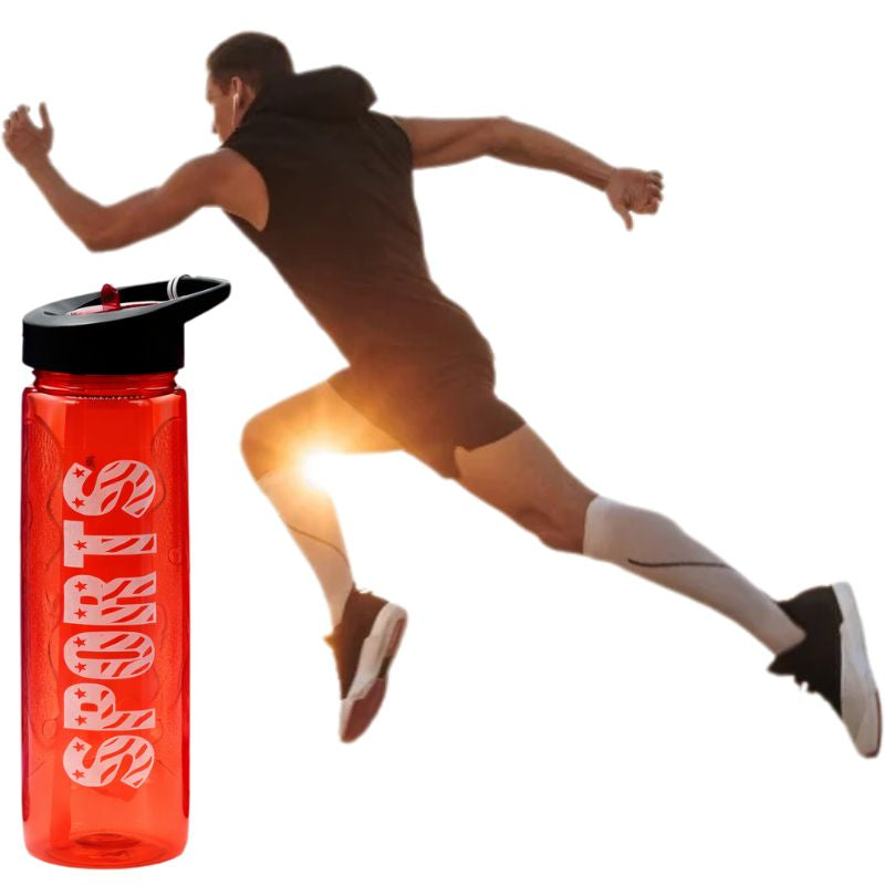 Red Stylish Water Sport Bottle 1000ml with Straw | Leakproof BPA-Free Hydration Bottle for School, Gym & Travel - Livine Store