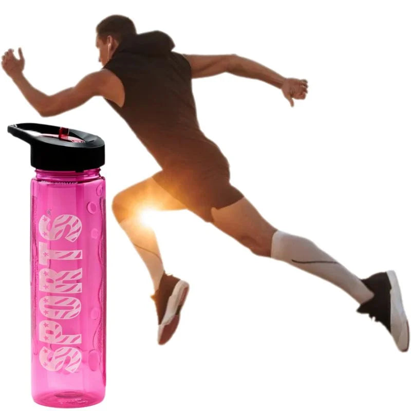 Pink Stylish Water Sport Bottle 1000ml with Straw | Leakproof BPA-Free Hydration Bottle for School, Gym & Travel - Livine Store
