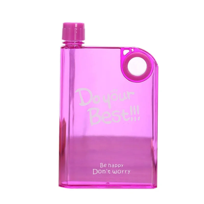 Pink Ultra Slim Notebook Style Water Bottle 380ml | Portable Memo Bottle for Travel, School & Office - Livine Store