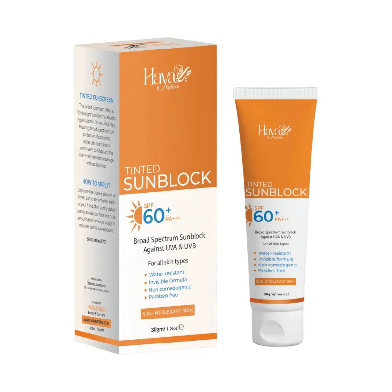 Haya Tinted Sunblock SPF 60+ | Natural Tint | Broad Spectrum UV Protection | Lightweight & Non-Greasy - Livine Store