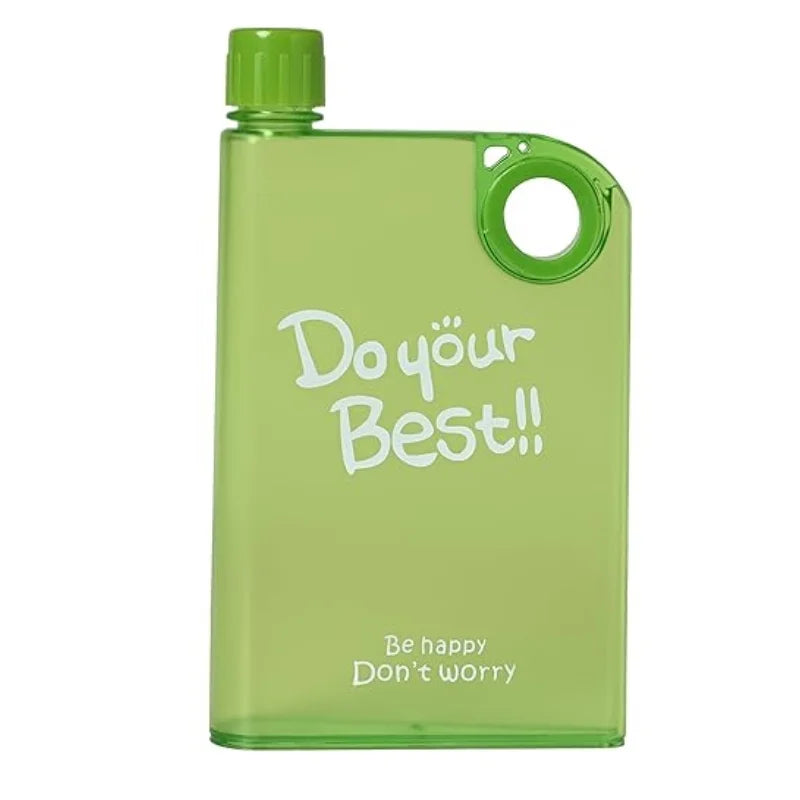 Green Ultra Slim Notebook Style Water Bottle 380ml | Portable Memo Bottle for Travel, School & Office - Livine Store