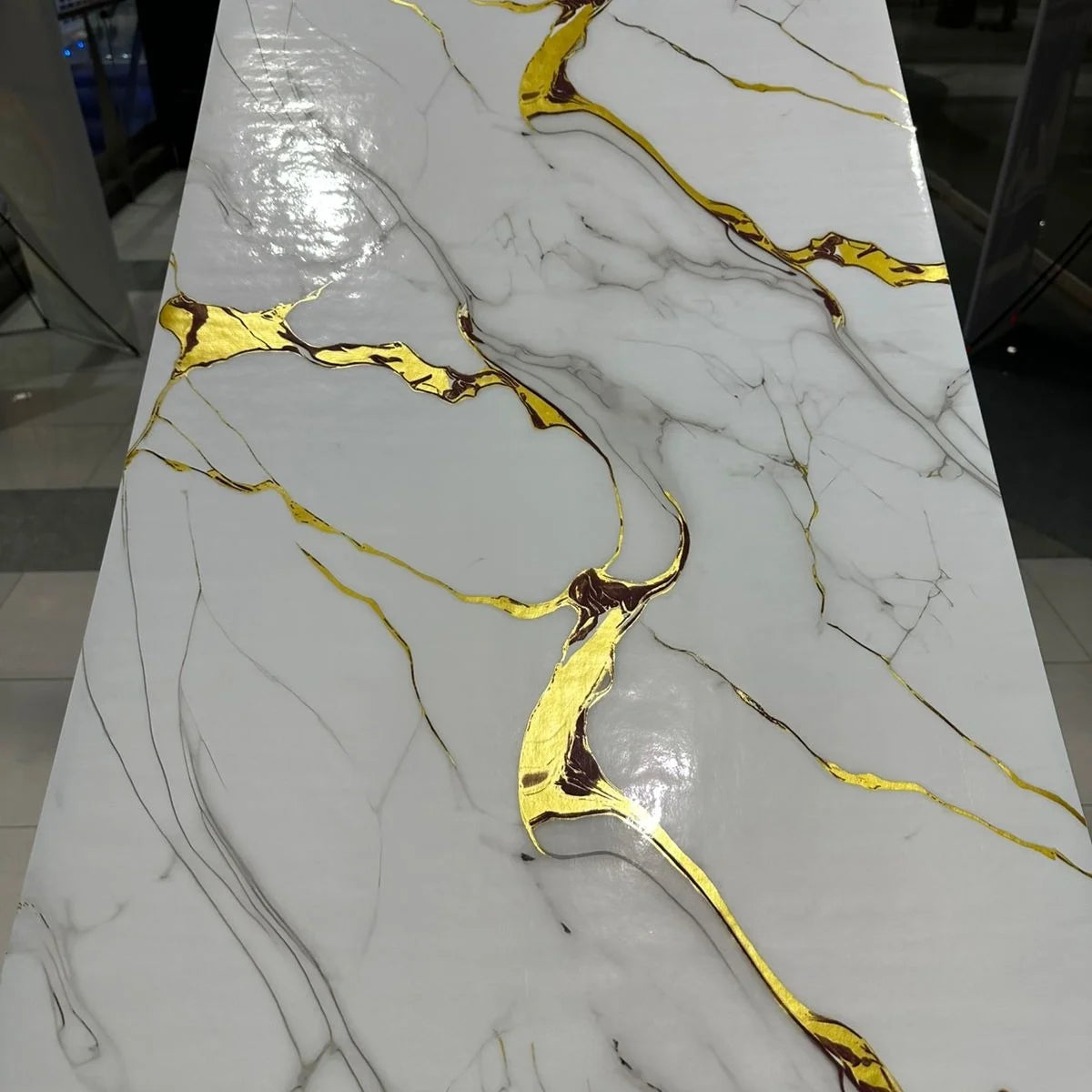 White, Grey & Gold | Marble Sheet Sticker 60x200cm | Waterproof Self-Adhesive PVC Wallpaper for Furniture Walls - Livine Store