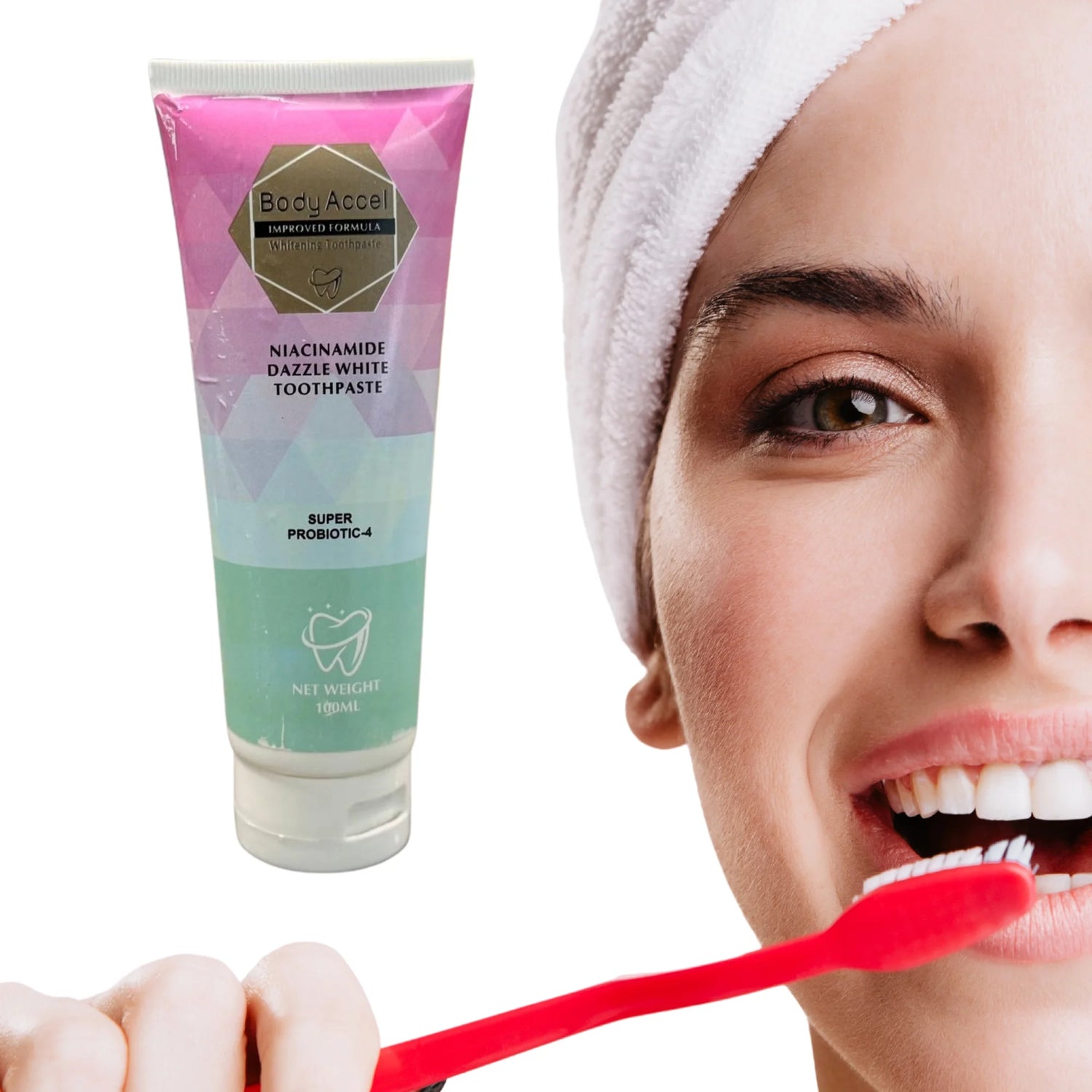 Body Accel Whitening Toothpaste | Advanced Niacinamide Probiotic Formula | 100ml - Livine Store