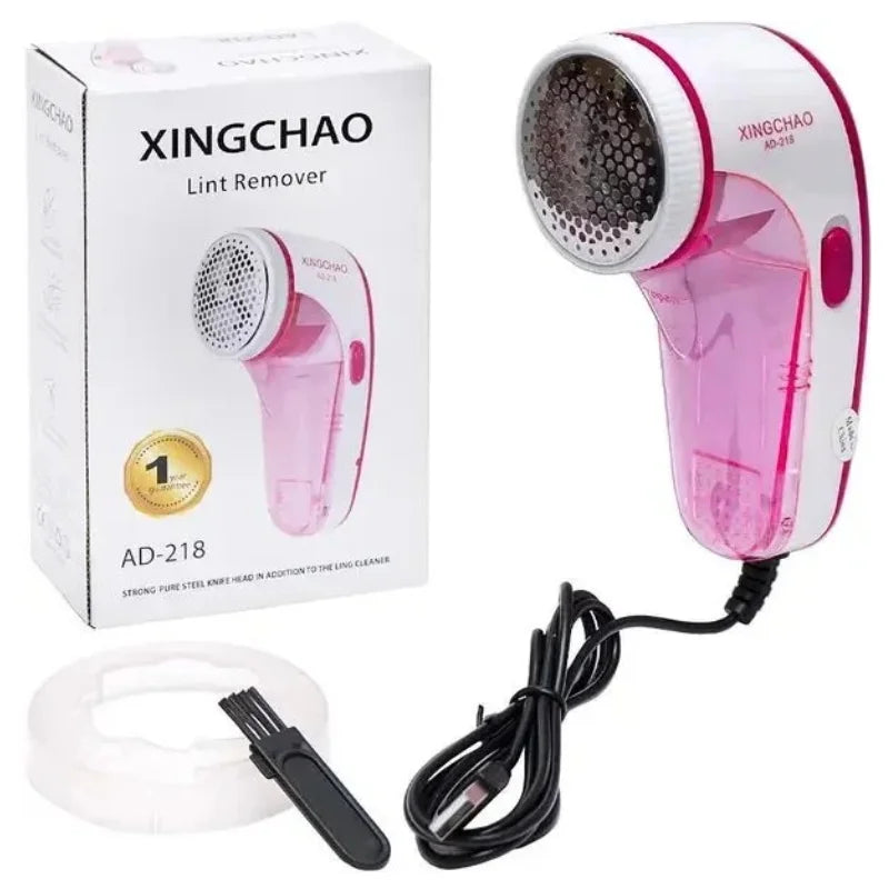 XINGCHAO Lint Remover AD-218 Pink White Portable Fabric Shaver USB Rechargeable with 3 Steel Blades - Livine Store