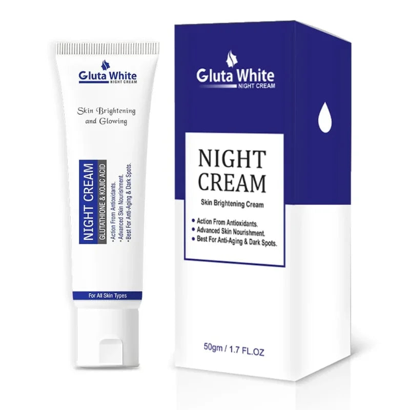 Gluta White Night Cream | Advanced Brightening & Anti-Aging Formula with Glutathione & Vitamins (50ml) - Livine Store