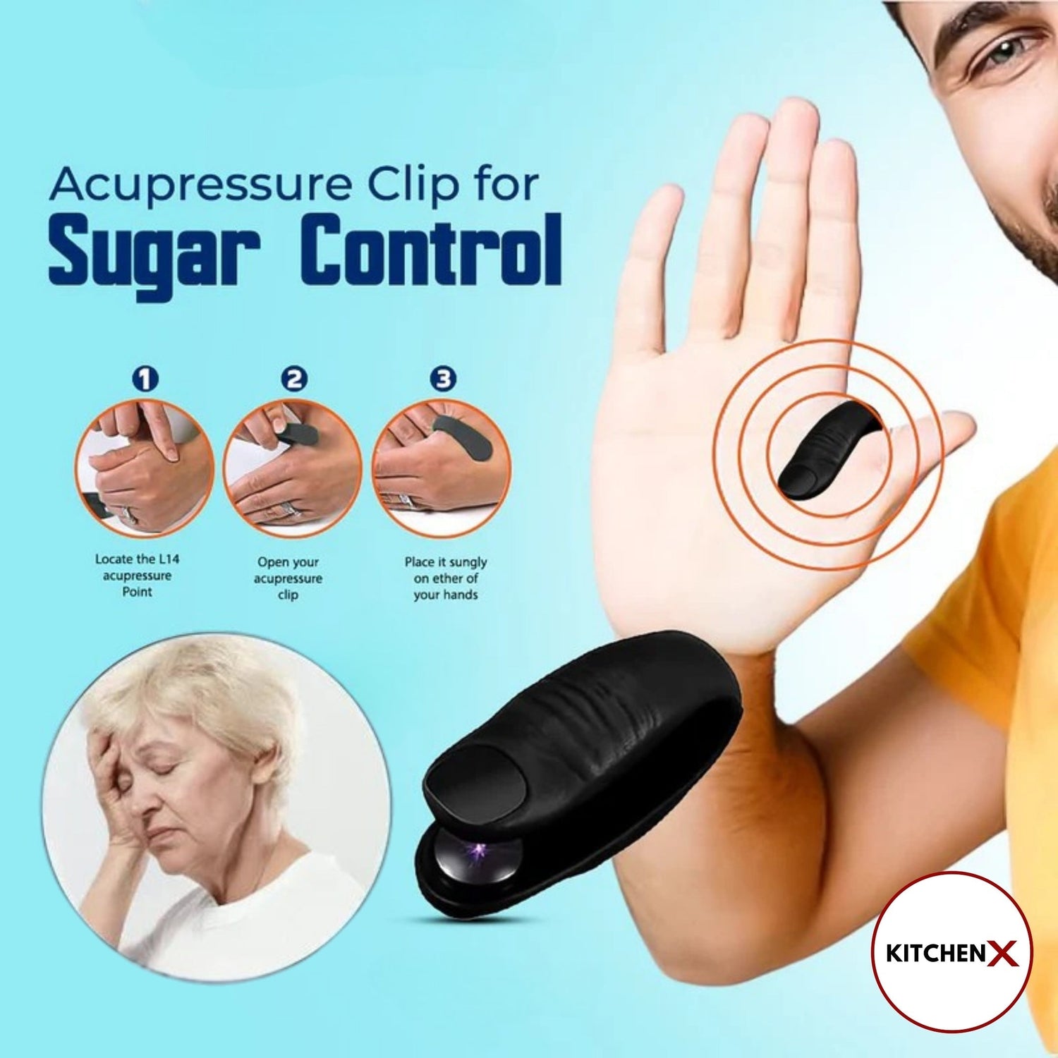 Acupressure Magnetic Sugar Control Clip - (BUY 1 GET 1 FREE) - Livine Store