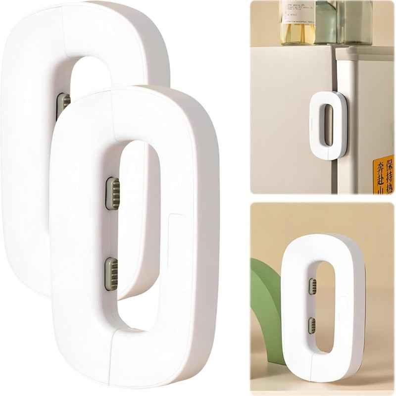 Child Safety Refrigerator Lock | Baby Proof Double Button Fridge Lock White & Grey - Livine Store