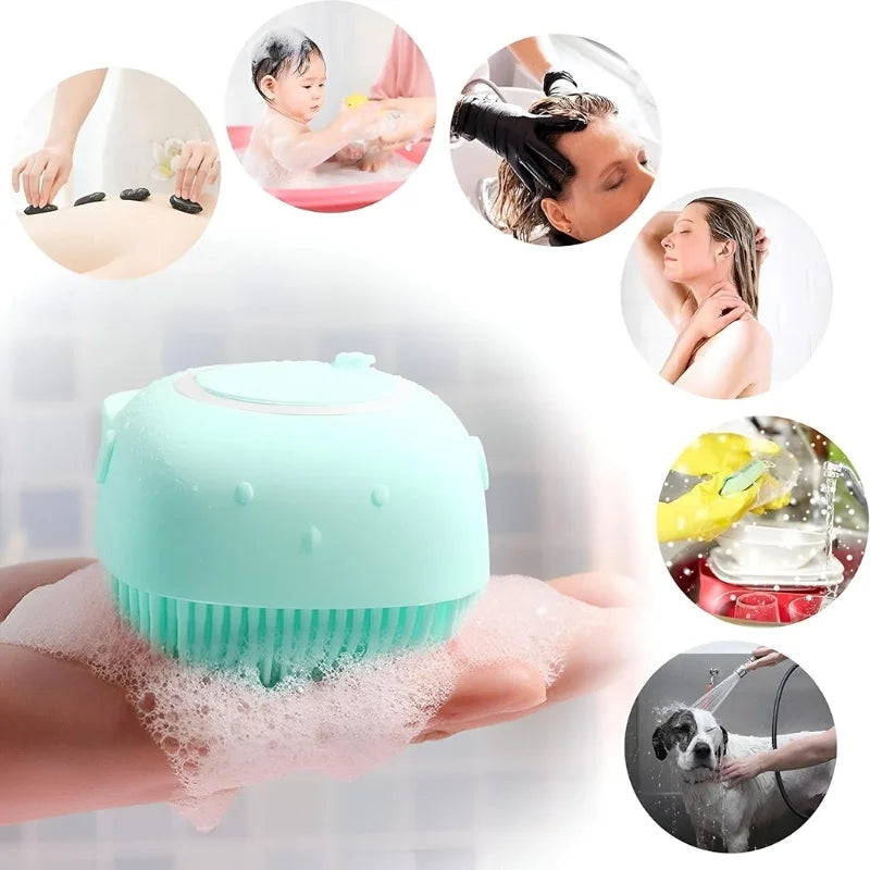 Soft Silicone Bath Brush with Hooks | Baby & Adult Body Scrubber | Random Color | With Box - Livine Store