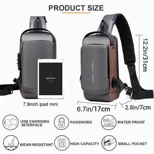Black Multifunction Anti-Theft USB Charging Crossbody Shoulder Bag | Stylish, Secure & Travel-Ready - Livine Store