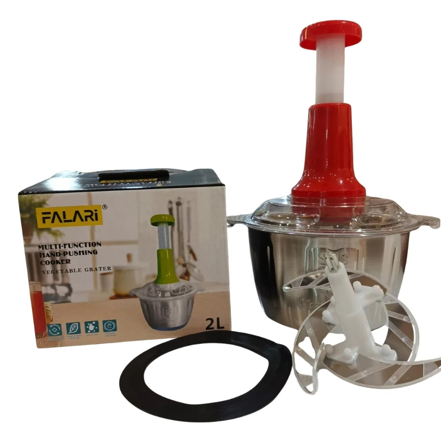 2L Manual Food Chopper | Stainless Steel Bowl & 4 Sharp Blades - Livine Store