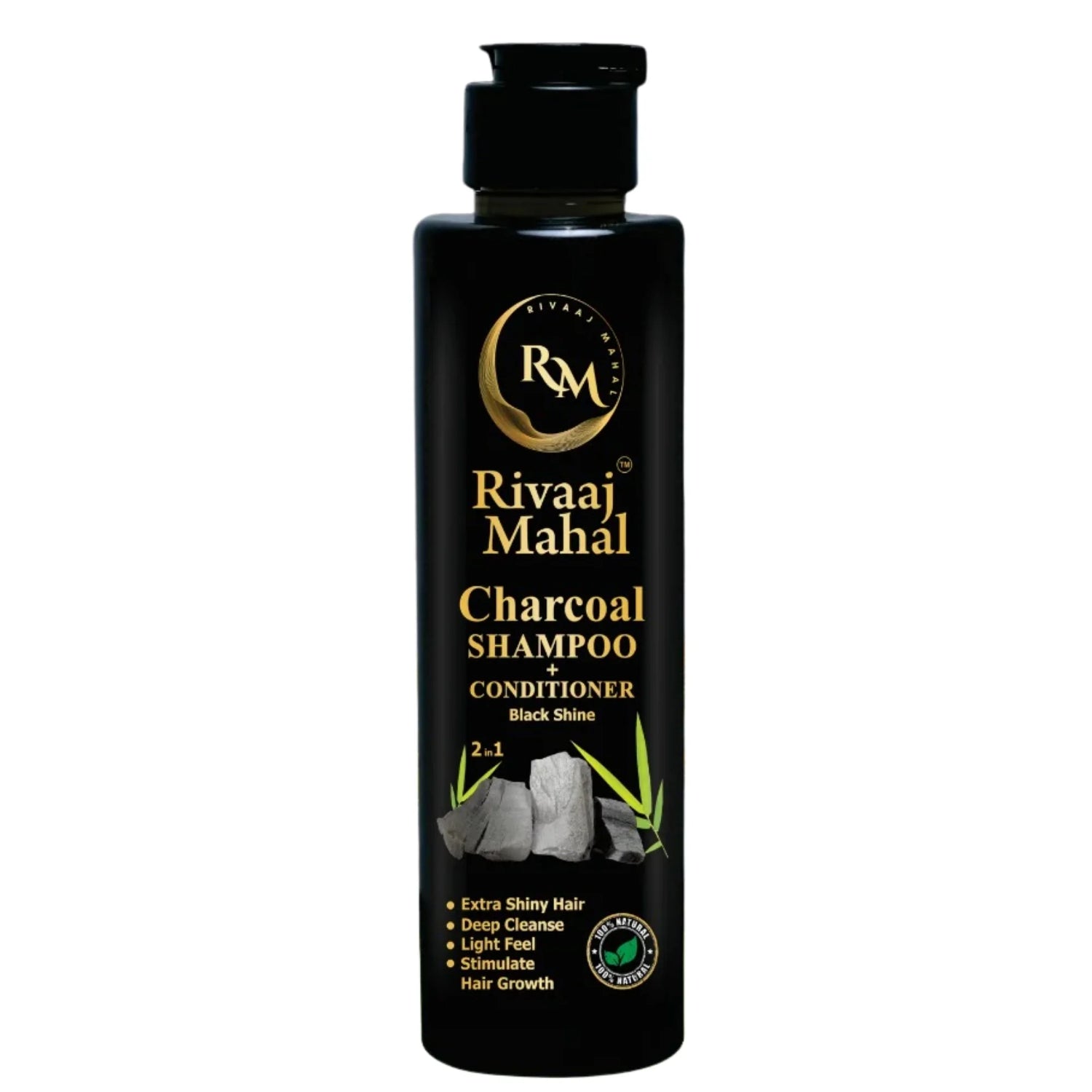 Rivaaj Mahal Charcoal Shampoo + Conditioner 2-in-1 | Black Shine Formula - Livine Store