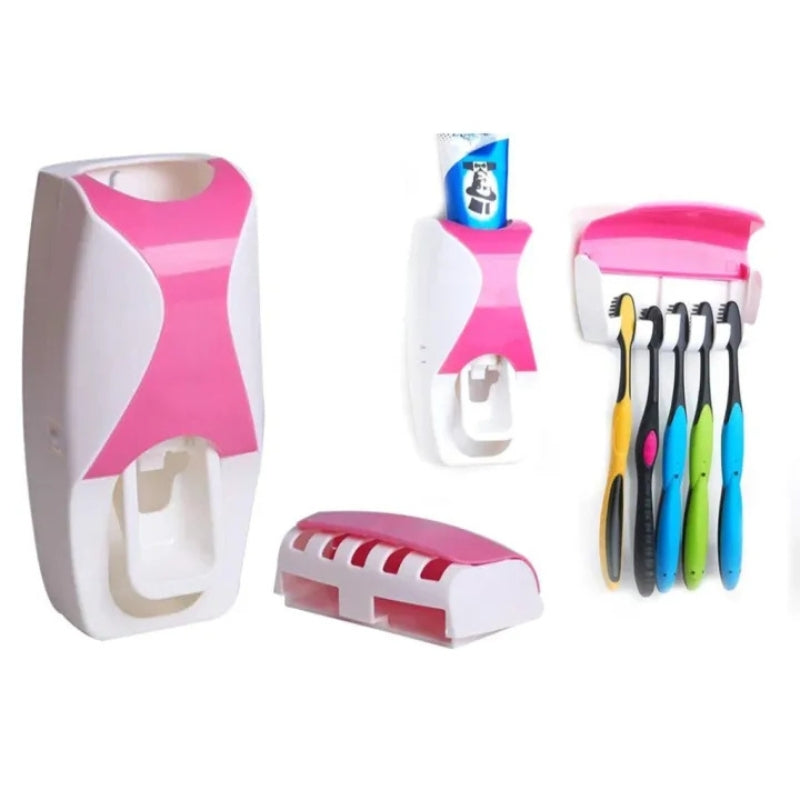 Automatic Toothpaste Dispenser Set with Wall-Mounted Toothbrush Holder | Touch-Free Bathroom Organizer - Livine Store