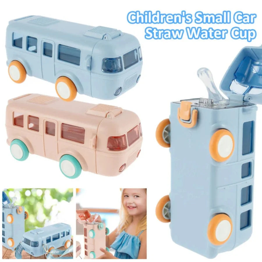Bus Shape School Water Bottle | 500ml | With Strap | Cute & Leak-Proof | Random Color - Livine Store