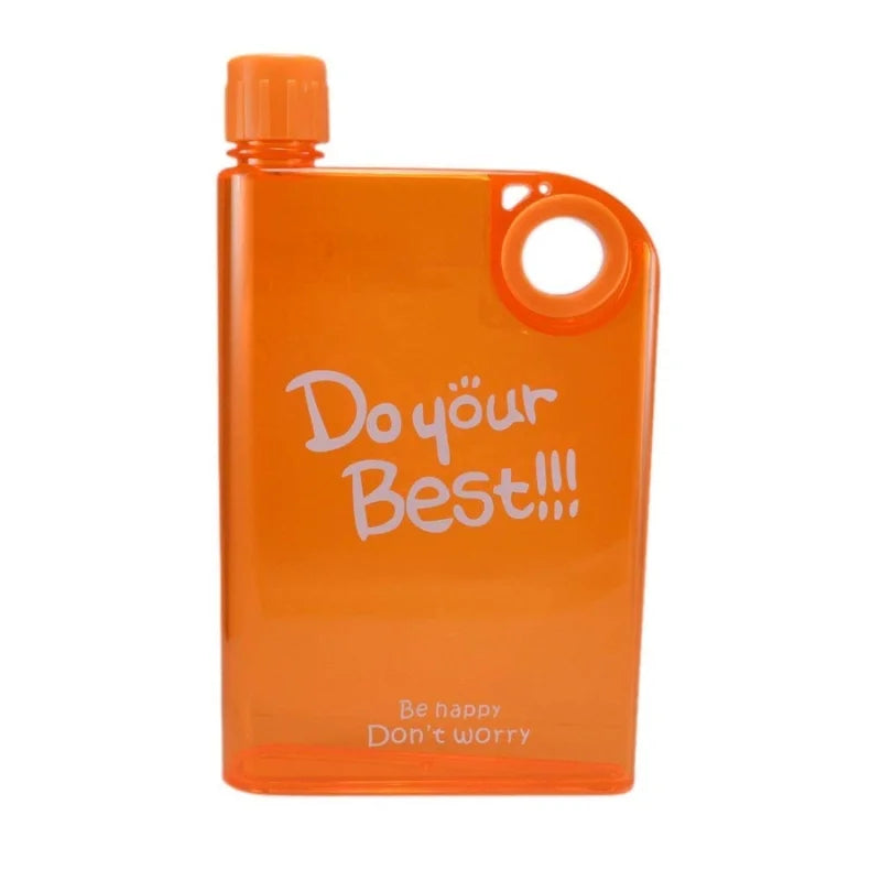 Orange Ultra Slim Notebook Style Water Bottle 380ml | Portable Memo Bottle for Travel, School & Office - Livine Store