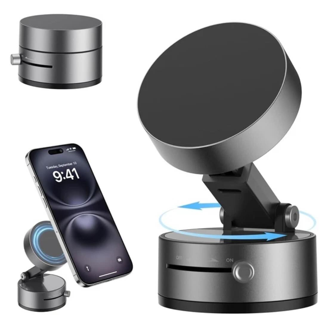 Magnetic Wireless Phone Holder with Foldable Suction Grip for Secure Mounting - Livine Store