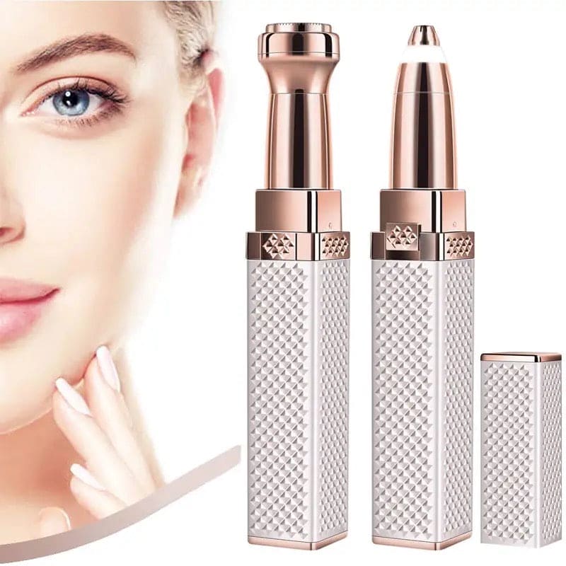 2-in-1 Flawless Facial Hair Remover & Eyebrow Trimmer | USB Rechargeable, Painless & Portable | White - Livine Store