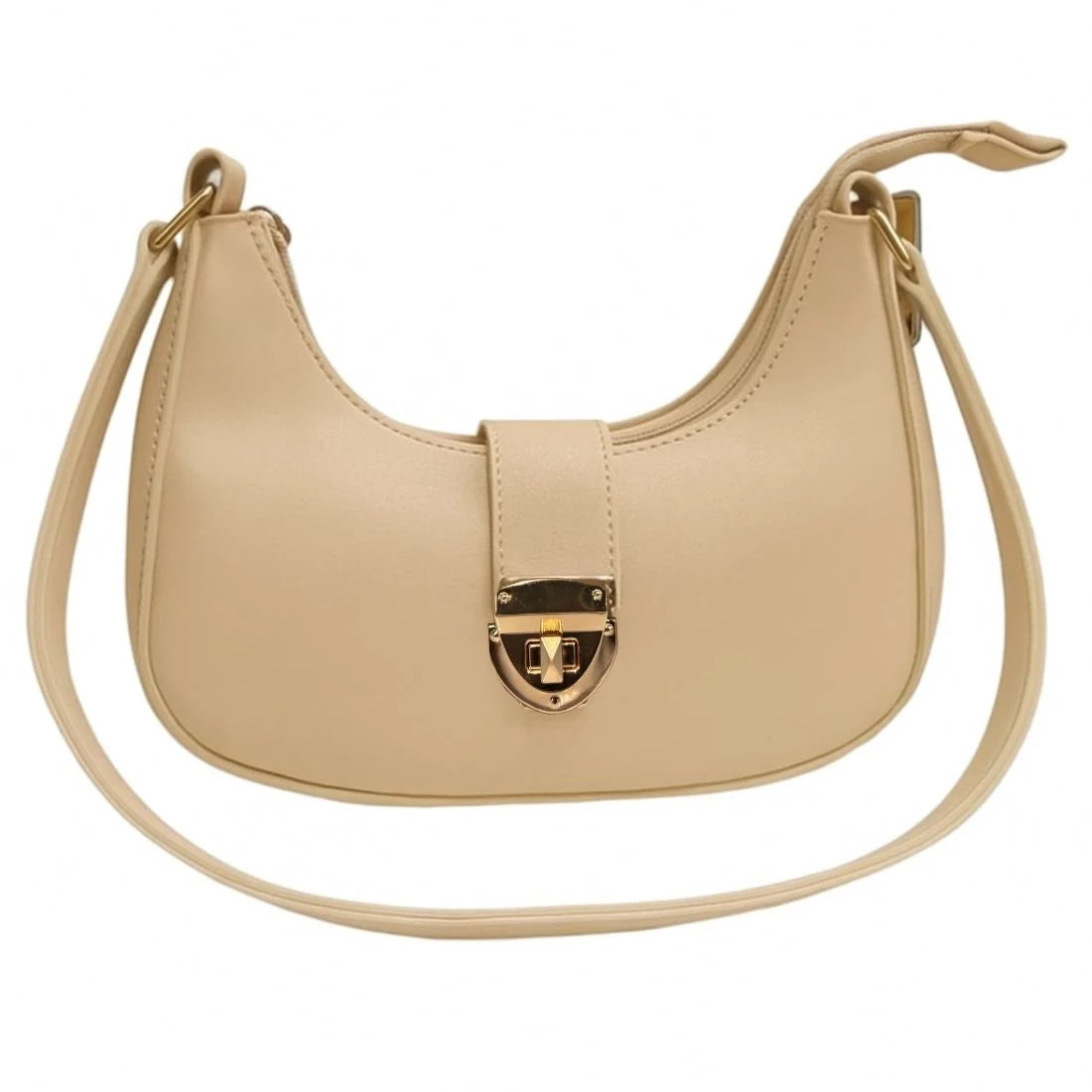 Crescent Leather Luxury Shoulder Bag for Women | Skin Color - Livine Store