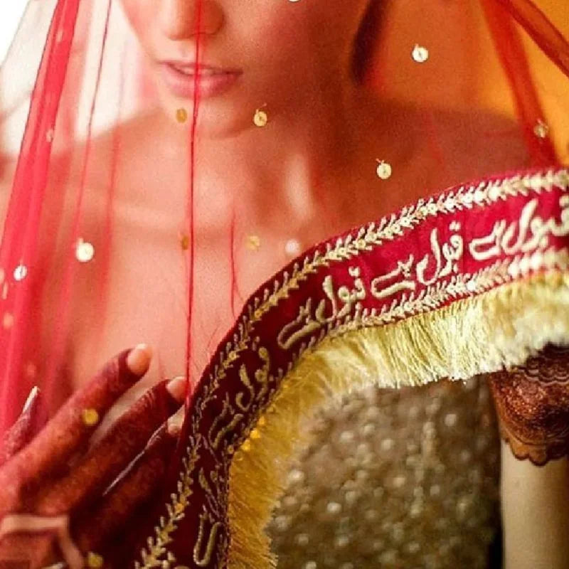 Qabool Hai Bridal Embroidered Net Dupatta | Nikah & Wedding Special | Premium Fancy Bridal Wear - Livine Store