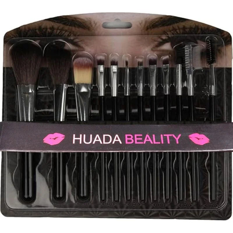 Makeup Brush Set – 12-Piece Professional Makeup Tool Kit | Soft, High-Quality Synthetic Bristles | Huada | Fit Me | Pabibrow - Livine Store
