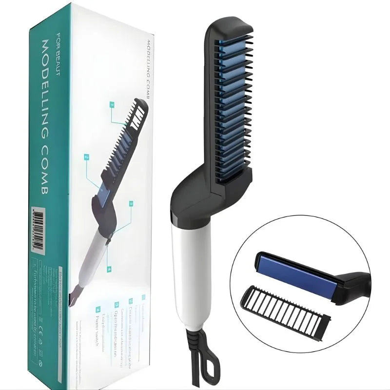 Hair & Beard Straightener Comb for Men | Multifunction Electric Hair & Beard Styling Brush | Quick Heating Ceramic Straightener - Livine Store