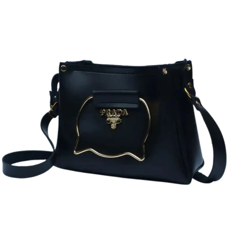 Black Elegant Cat Handle Handbag for Girls & Ladies | Stylish Shoulder & Crossbody Bag with Gold Accents | Adjustable Strap - Livine Store