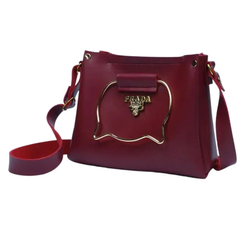 Maroon Elegant Cat Handle Handbag for Girls & Ladies | Stylish Shoulder & Crossbody Bag with Gold Accents | Adjustable Strap - Livine Store