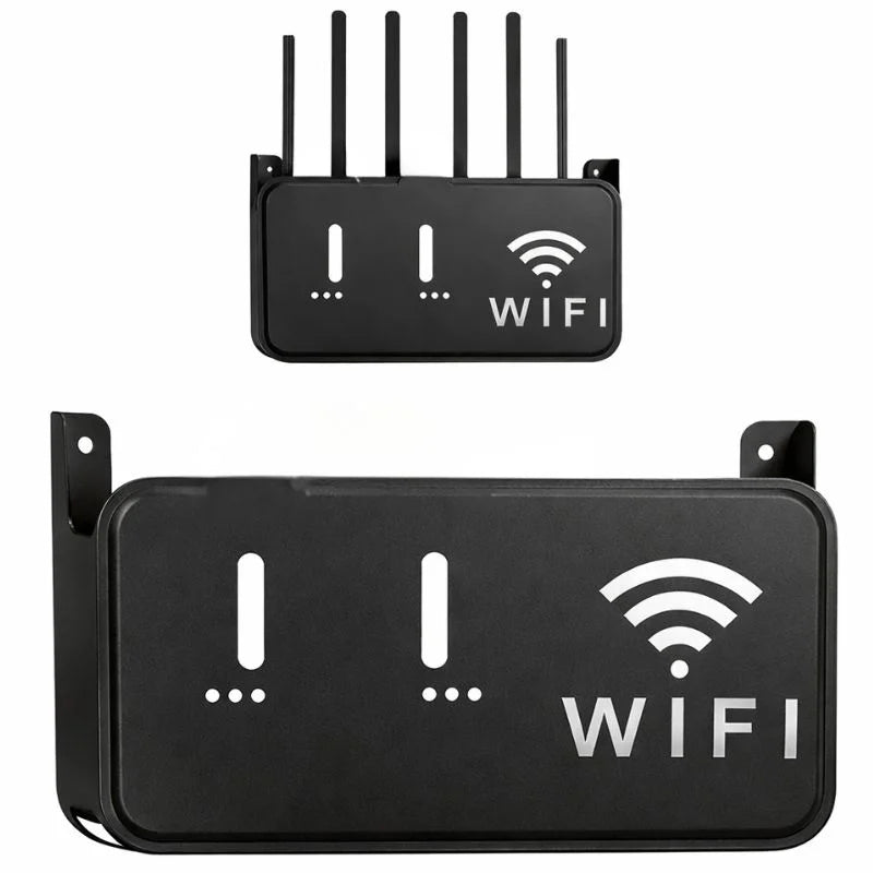 Black WiFi Router Storage Box & Wall Mount Shelf  Universal Cable Organizer | Space-Saving Holder for Modem, Set-Top Box & Smart Devices | Home & Office Use - Livine Store