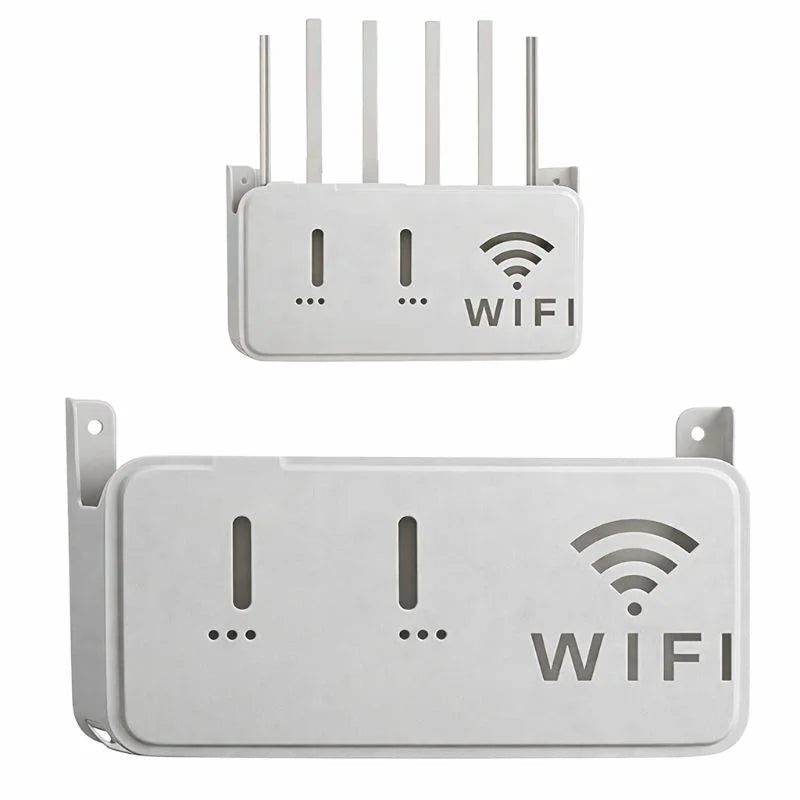 Light Gray WiFi Router Storage Box & Wall Mount Shelf  Universal Cable Organizer | Space-Saving Holder for Modem, Set-Top Box & Smart Devices | Home & Office Use - Livine Store