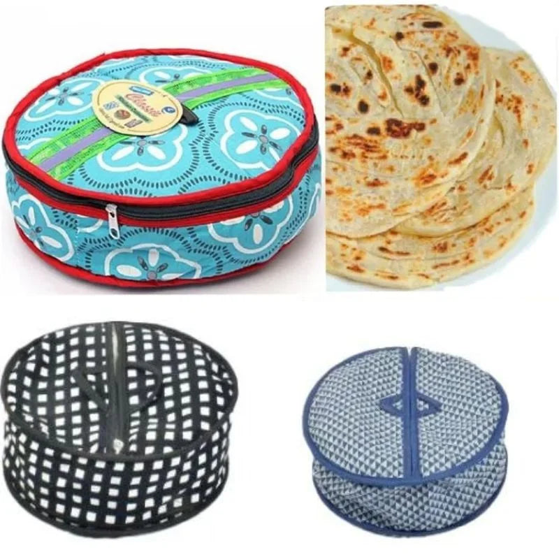 Roti Zipper Bag  | Reusable Airtight & Insulated Storage Bag | Keeps Chapati Fresh, Soft & Warm | Random Design - Livine Store