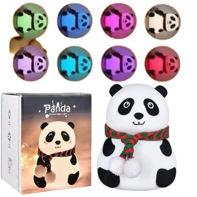 Panda LED Night Lamp | YH-608 Model | Soft Silicone Rechargeable Night Light | 7-Color Touch Control | Kids Bedroom, Nursery & Gift Decor - Livine Store