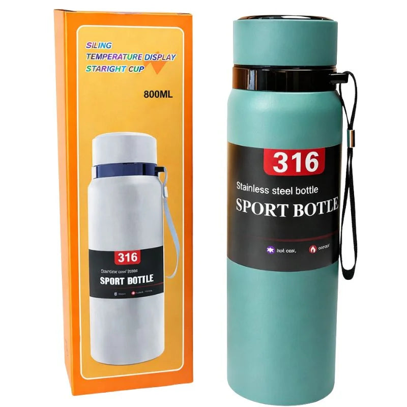 Digital Smart Vacuum 800ml Water Bottle | Stainless Steel Insulated Sports Bottle with LED Temperature Display | Hot & Cold | Random colors - Livine Store