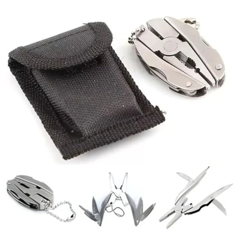 Stainless Steel Outdoor Portable Multitool Plier Knife | Mini Keychain Multi Tool with Screwdriver & Pouch | Camping, Hiking & Everyday Use - Livine Store