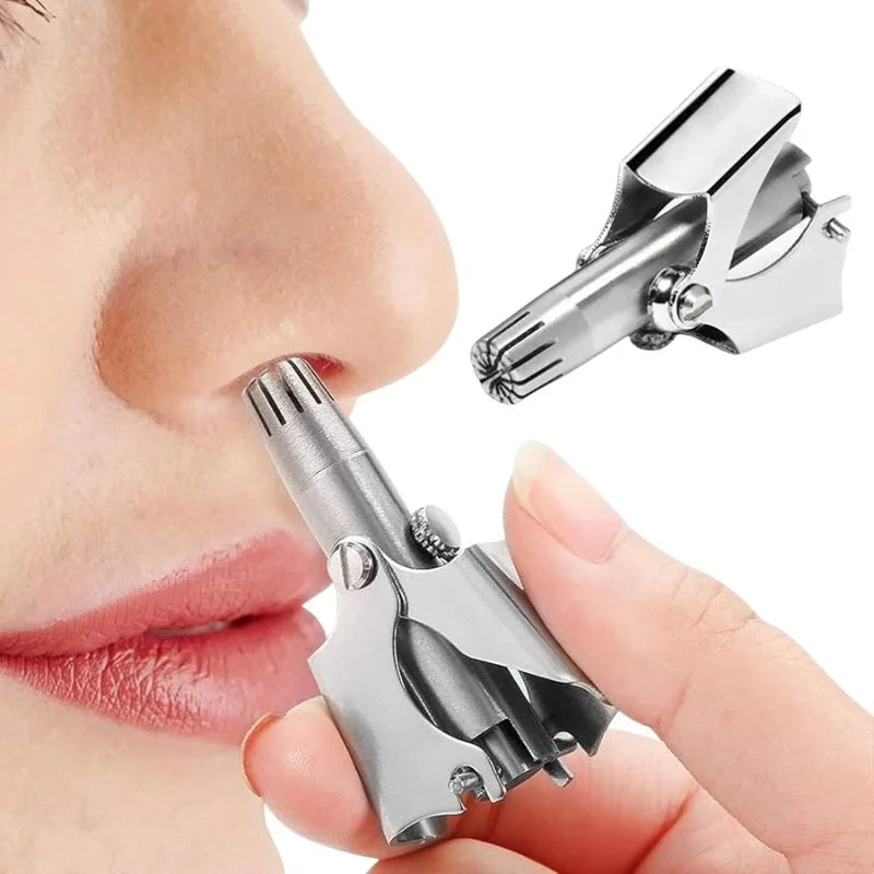 Manual Stainless Steel Nose & Ear Hair Trimmer – Painless, Battery-Free Precision Grooming Tool with Cleaning Brush - Livine Store