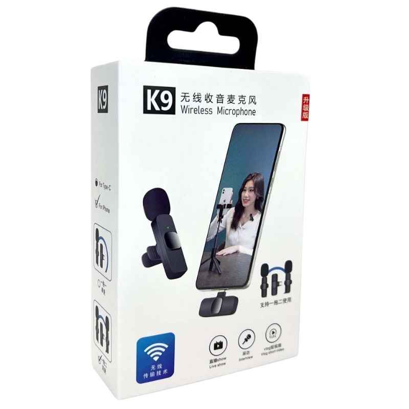 K9 Dual Wireless Lavalier Microphone | Plug & Play USB Type-C | Mic with Auto Sync & Noise Reduction - Livine Store