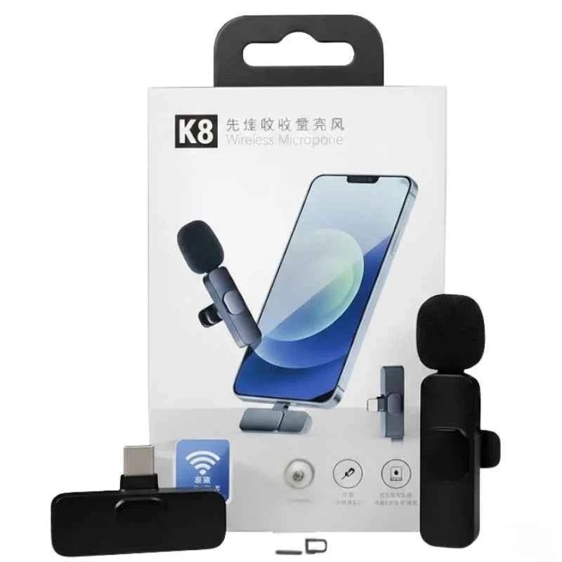 K8 Type-C Wireless Lavalier Microphone | Portable Noise-Cancelling | Mic for Android, Vlogging & Live Streaming - Livine Store
