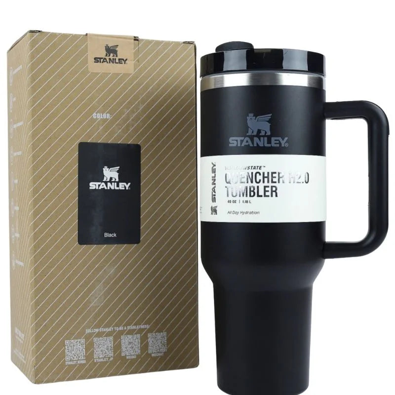 Black Stanley 40 Oz Stainless Steel Tumbler | Leak-Proof Vacuum Insulated Travel Mug | Hot & Cold - Livine Store