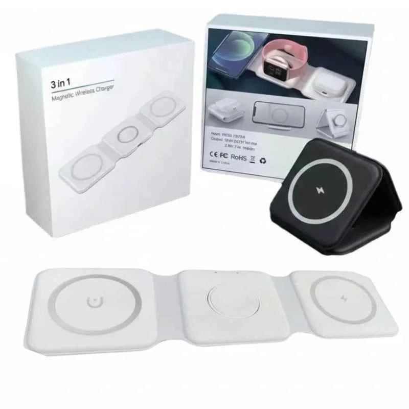 3-in-1 Foldable Magnetic Wireless Charger 15W Charging Station for iPhone Apple Watch and AirPods - Livine Store
