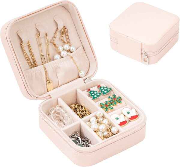 Square Mini Jewellery Box | Portable PU Leather Travel Organizer with Removable Dividers - Livine Store