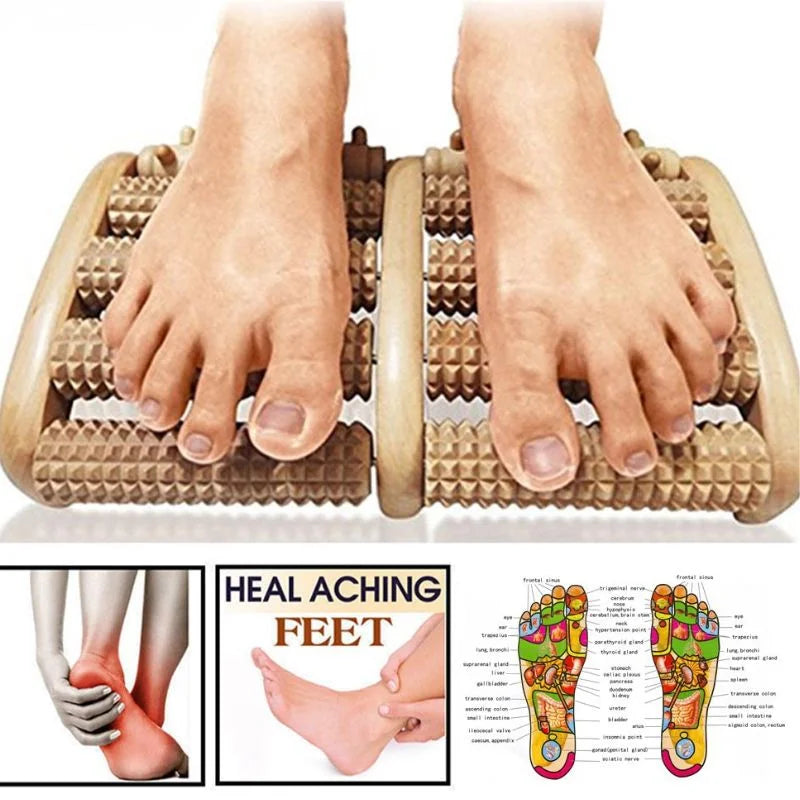 Wooden Foot Roller Massager |  Manual Reflexology Therapy Tool for Pain Relief, Stress Relaxation & Foot Care - Livine Store