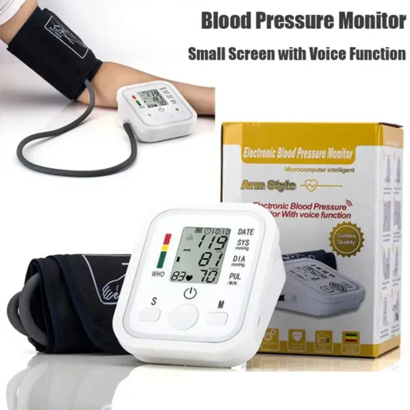 Digital Blood Pressure Monitor | Upper Arm Automatic BP Machine with Large LCD Display, Memory Storage & Voice Function for Home Monitoring - Livine Store