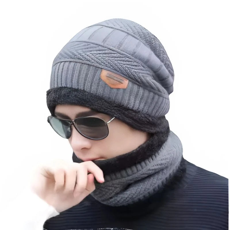 Winter Wool Cap with Neck Warmer Set | Thermal Beanie & Scarf Combo for Men and Women |  Gray - Livine Store