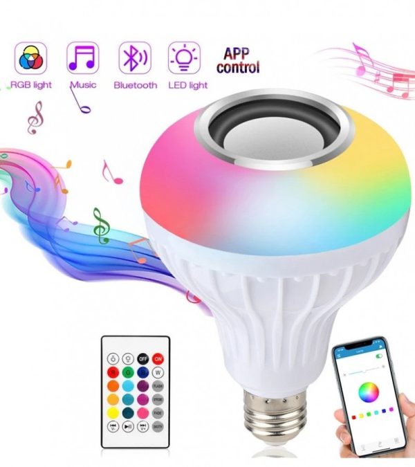2-in-1 Smart LED Bulb with Bluetooth Speaker | RGB Color Light + Remote Control - Livine Store
