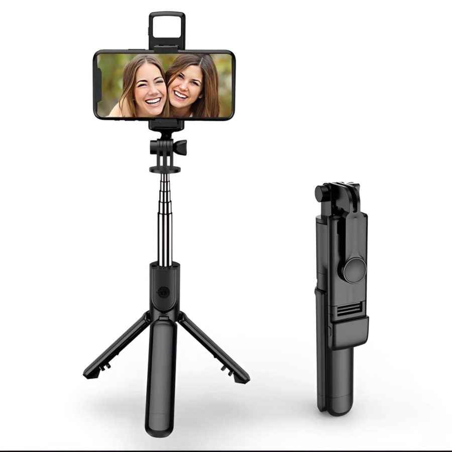 R1s Bluetooth Selfie Stick Tripod with Remote | 360° Foldable Phone & Action Camera Stand with LED Light - Livine Store
