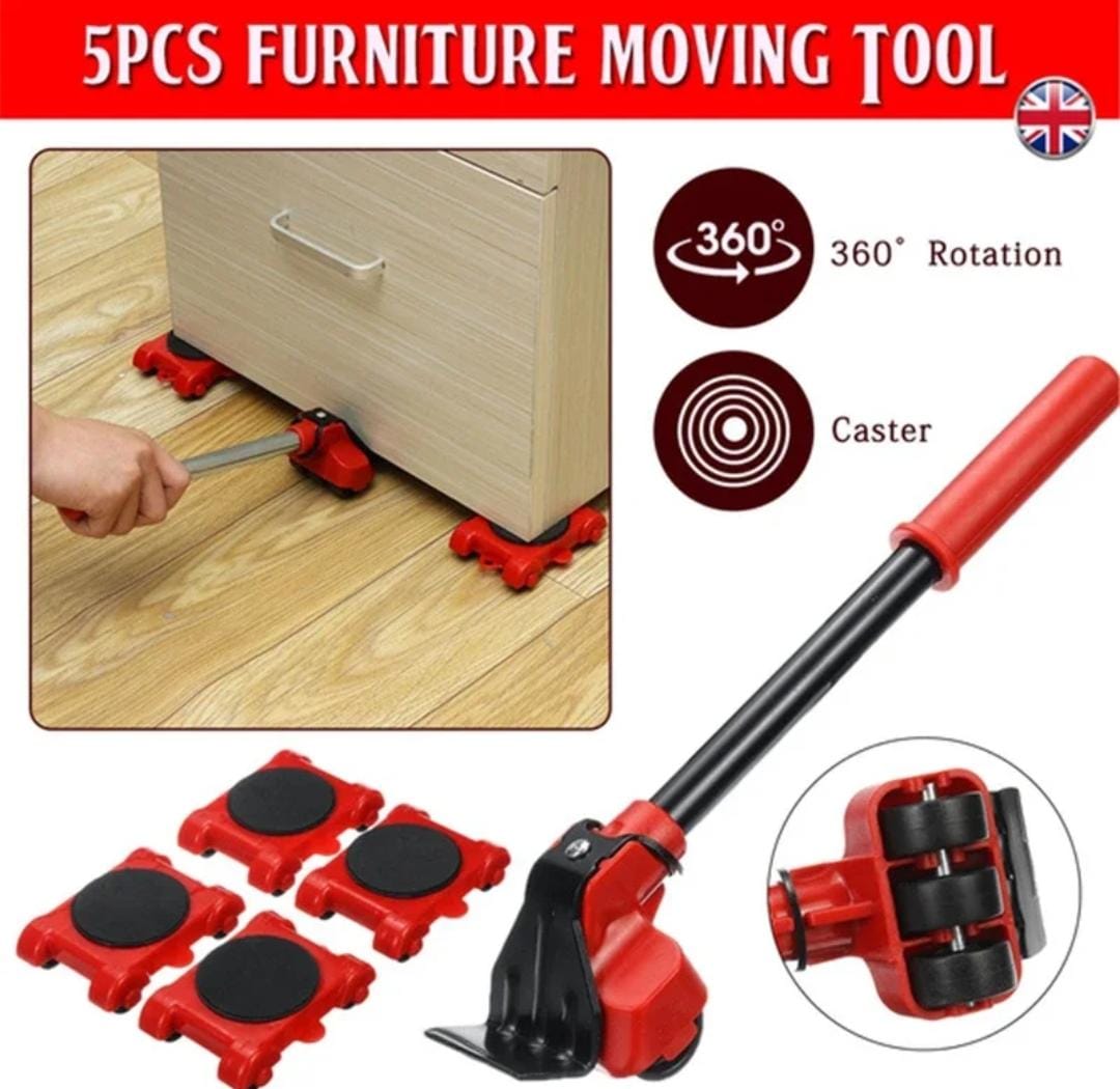 5-in-1 Heavy Furniture Mover Tool Set with Lifter & 360° Rollers - Livine Store