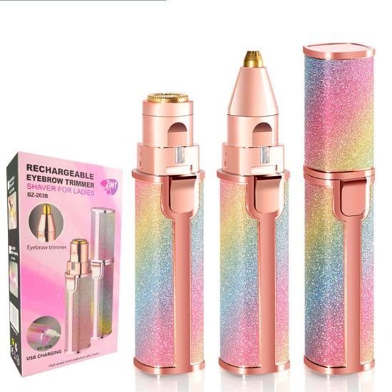 Flawless 2-in-1 Eyebrow Trimmer | Rechargeable Hair Remover with USB Charging Cable & Cleaning Brush - (FREE Delivery)