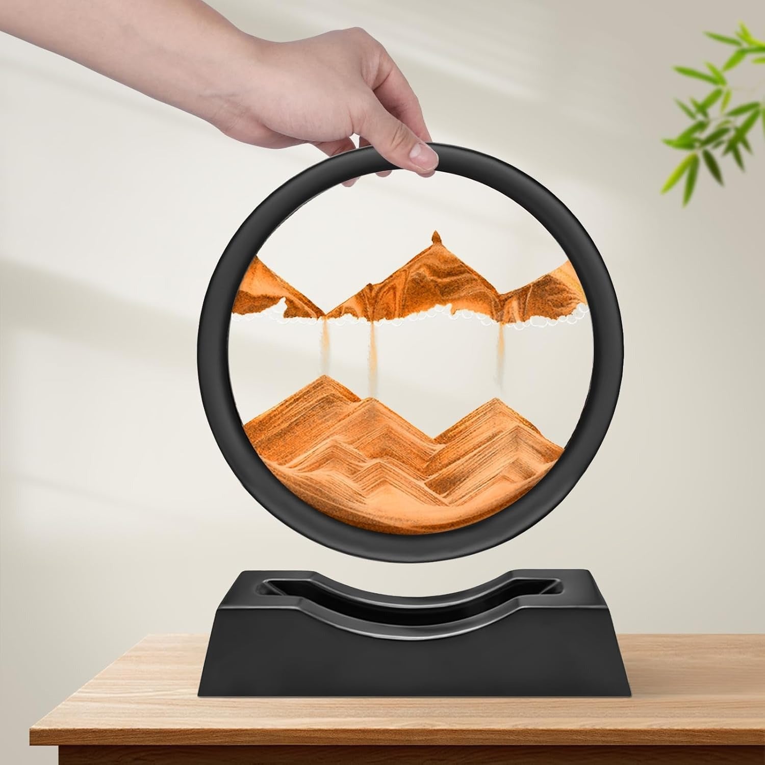 Moving Sand 3D Hourglass Art Picture Round Frame